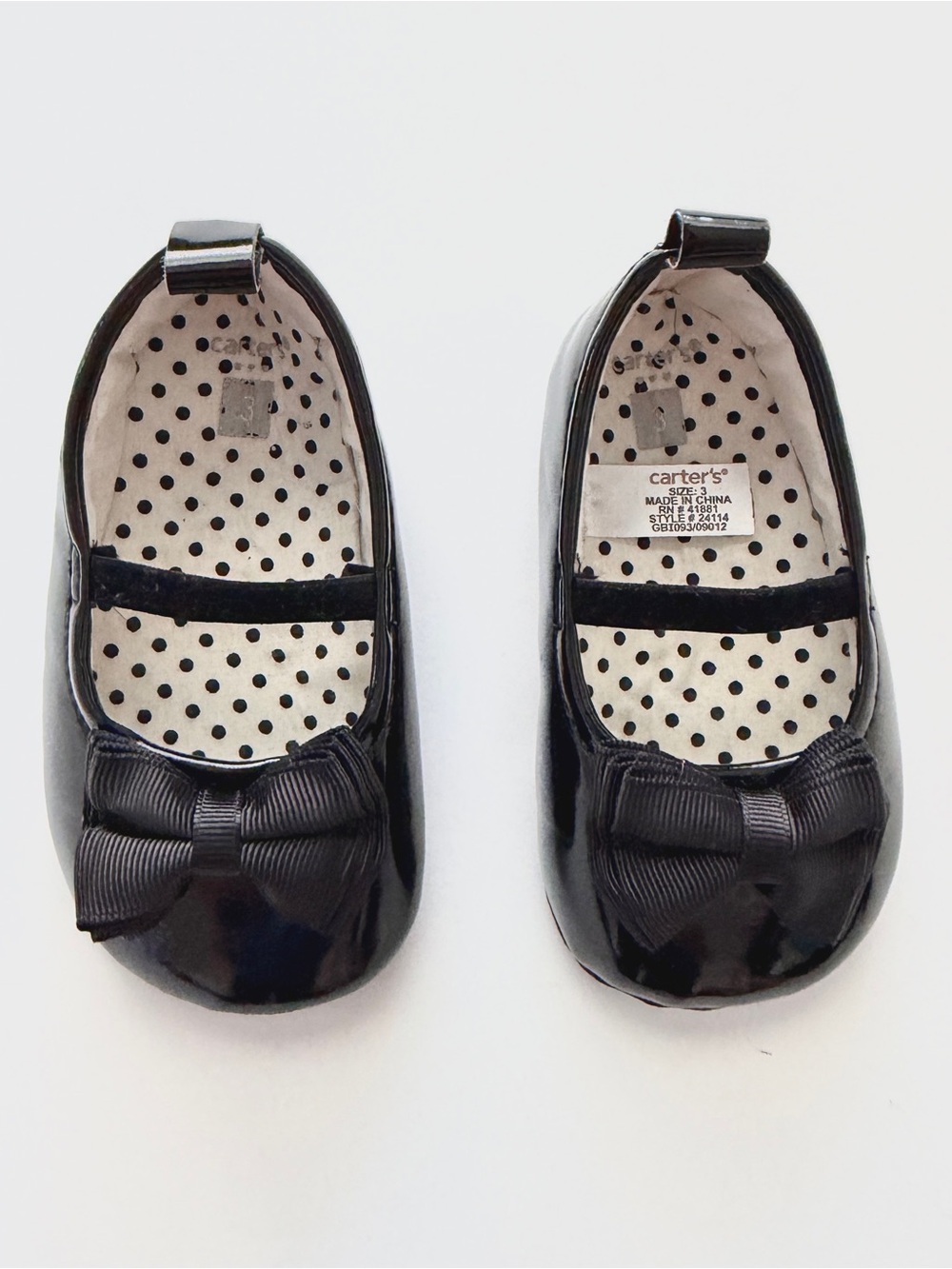 Carter's Baby Girl Black Patent Bow Mary Jane Walker Shoes - Size 3